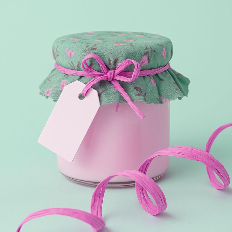 Cinta de rafia magenta para decorar tarros