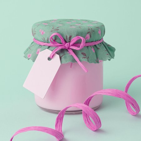 Cinta de rafia magenta para decorar tarros