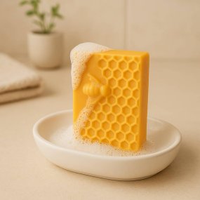 Molde abelha e mel retangular para sabon