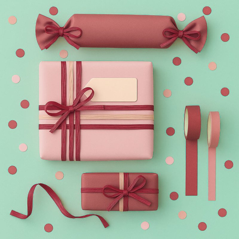 Cinta de rafia granate para decorar regalos