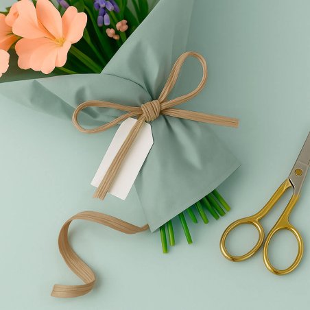 Cinta de rafia marrón caramelo para ramos de flores