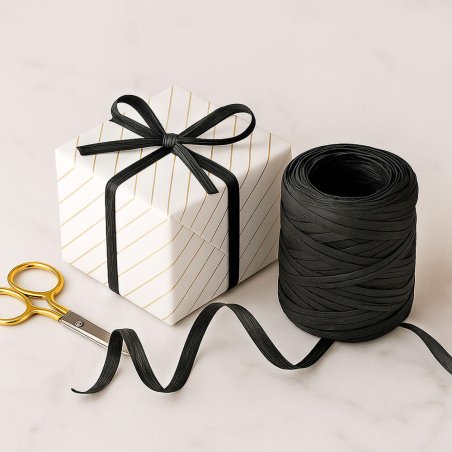 Cinta de rafia negra para envolver regalos