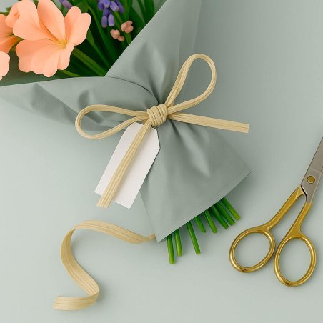 Cinta de rafia beige para ramos de flores