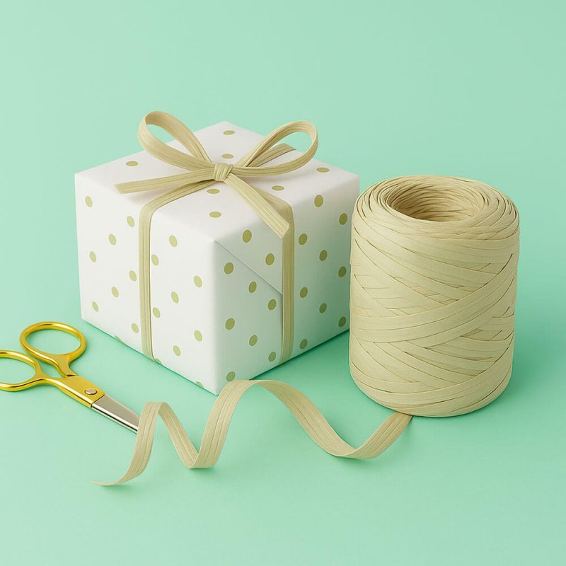Cinta de rafia beige para envolver regalos