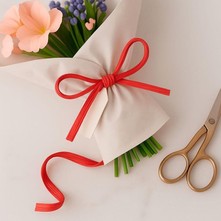 Cinta de rafia roja para ramos de flores
