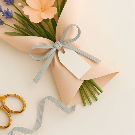 Cinta de rafia gris perla para ramos de flores