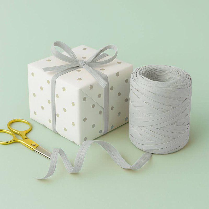 Cinta de rafia gris perla para envolver regalos