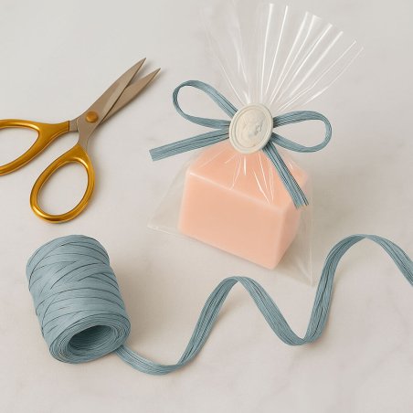 Cinta de rafia gris acero para decorar bolsas de regalo