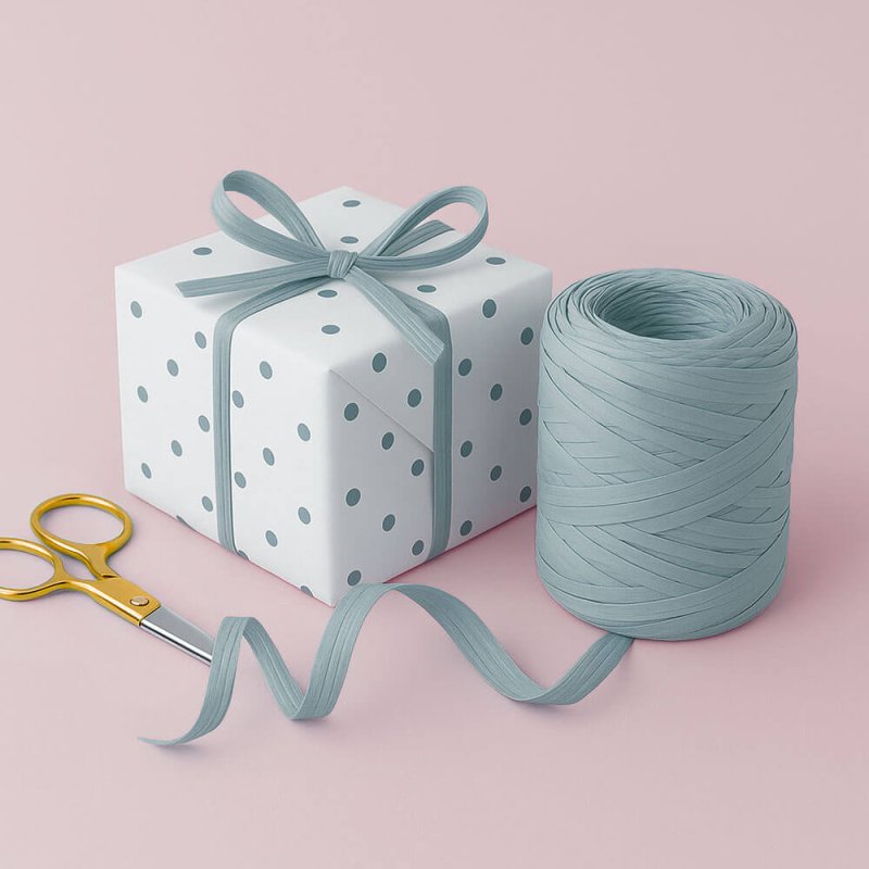 Cinta de rafia gris acero para envolver regalos