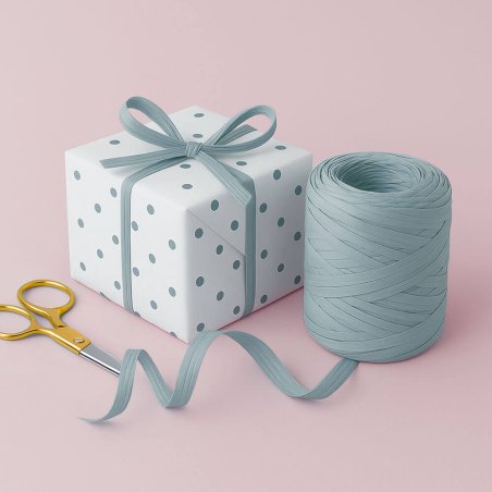 Cinta de rafia gris acero para envolver regalos