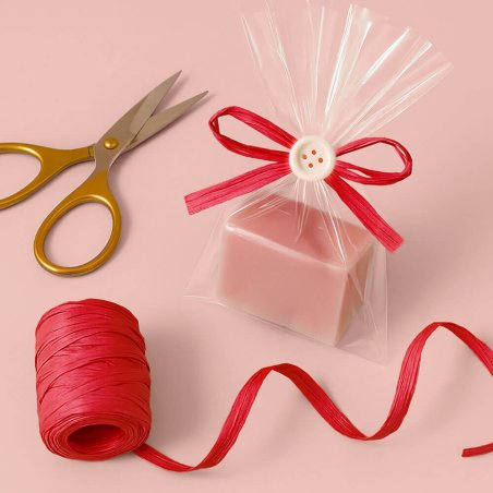 Cinta de rafia rojo cereza para decorar bolsas de regalo