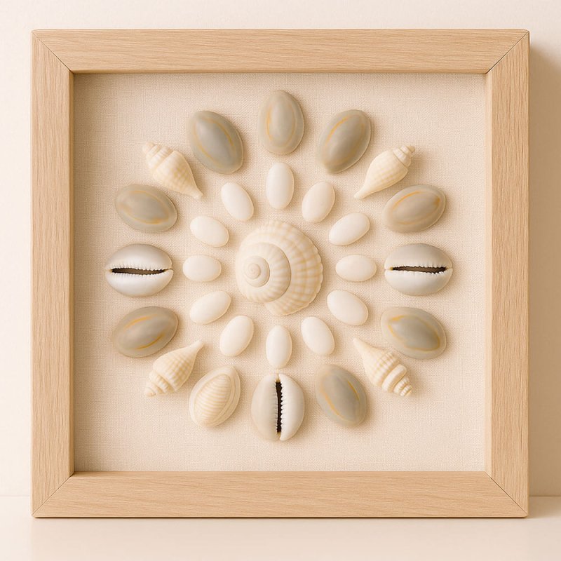 Cuadro hecho con caracolas mini cypraea annulus