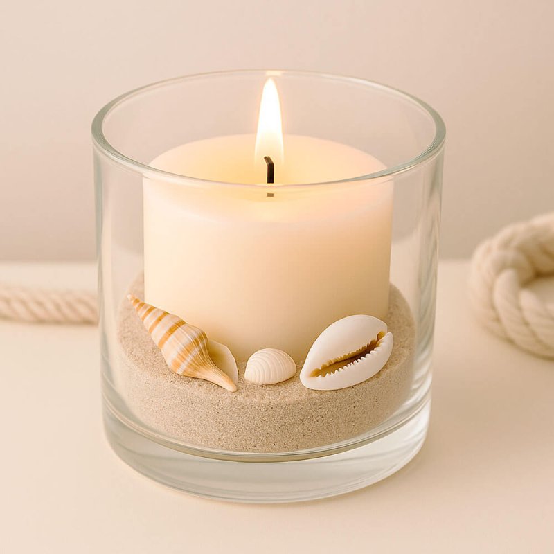 Vela decorada con caracolas mini cypraea annulus