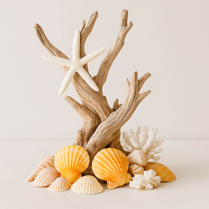 Centro de mesa hecho con caracolas pecten vexillium orange 4-5 cm