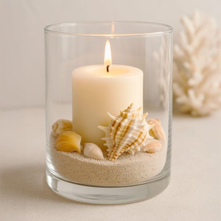 Vela decorada con caracolas bursa rana