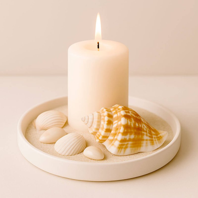 Centro decorativo hecho con caracolas strombus vitatus