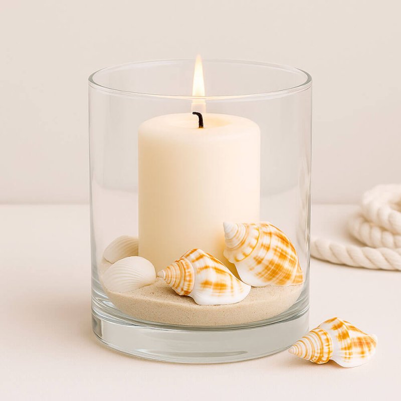 Vela decorada con caracolas strombus vitatus