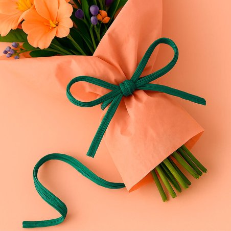 Cinta de rafia verde pino para ramos de flores