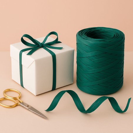 Cinta de rafia verde pino para envolver regalos