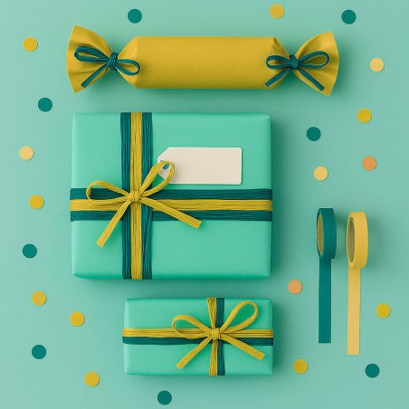 Cinta de rafia mostaza para decorar regalos