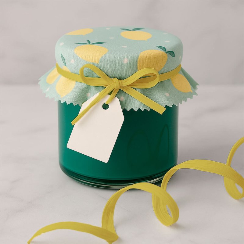 Cinta de rafia mostaza para decorar tarros