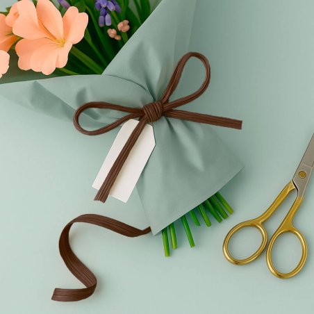 Cinta de rafia marrón chocolate para ramos de flores