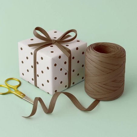 Cinta de rafia marrón chocolate para envolver regalos