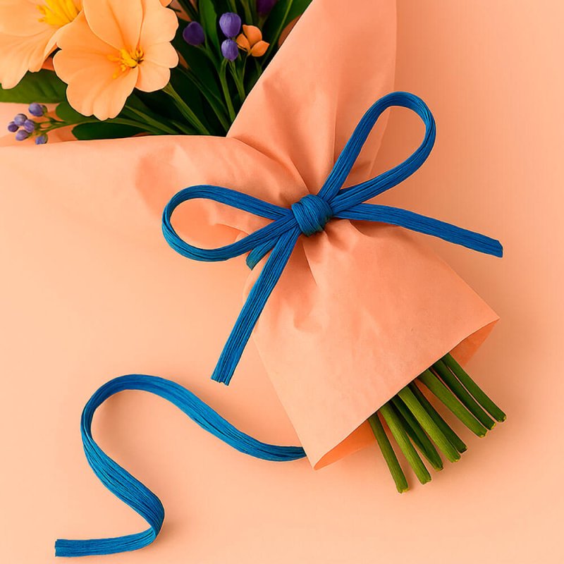 Cinta de rafia azul francia para ramos de flores
