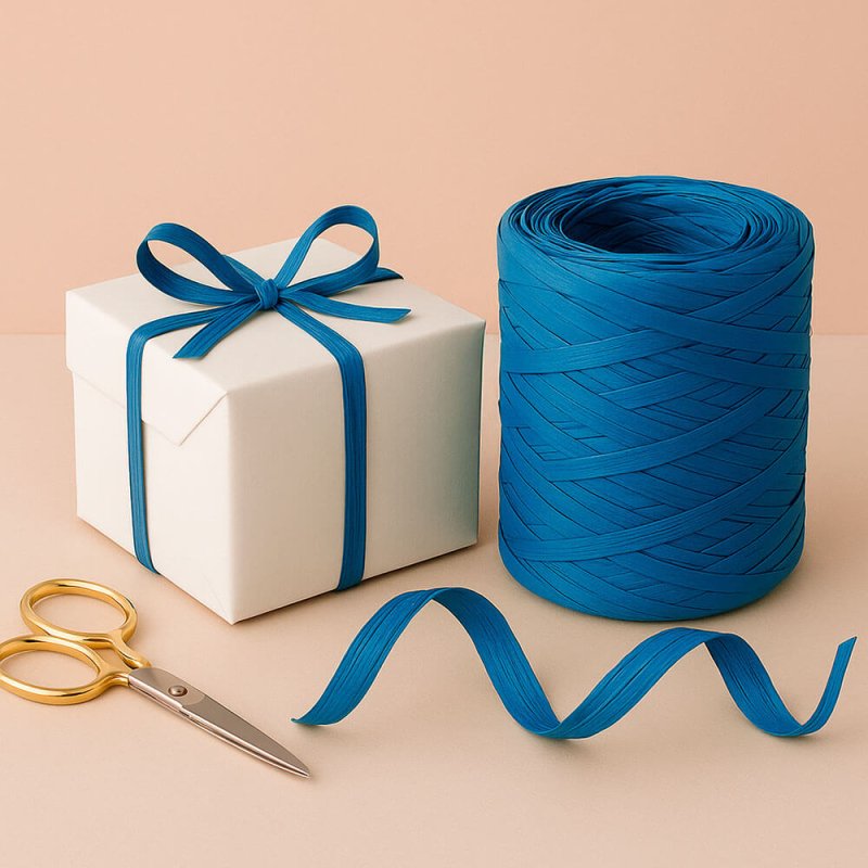 Cinta de rafia azul francia para envolver regalos