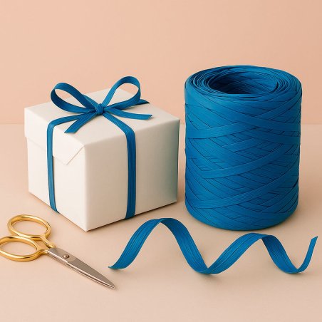 Cinta de rafia azul francia para envolver regalos