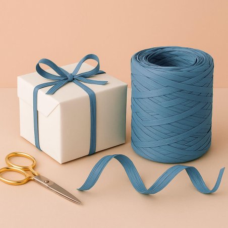 Cinta de rafia azul petroleo para envolver regalos