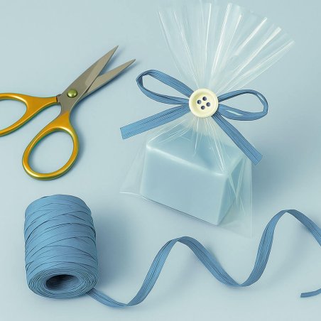Cinta de rafia azul petroleo para decorar bolsas de regalo