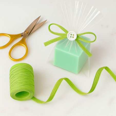 Cinta de rafia verde pistacho para decorar bolsas de regalo