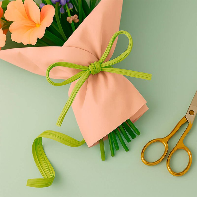 Cinta de rafia verde pistacho para ramos de flores