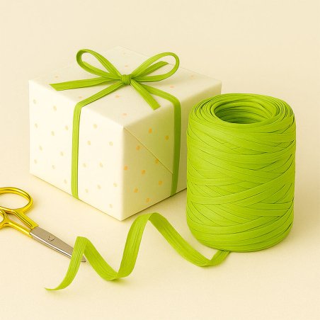 Cinta de rafia verde pistacho para envolver regalos