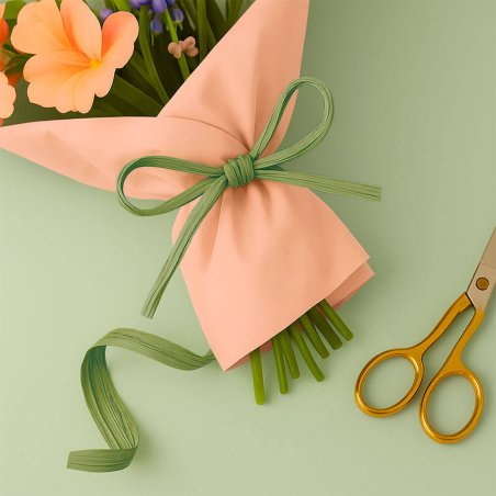 Cinta de rafia verde militar para ramos de flores