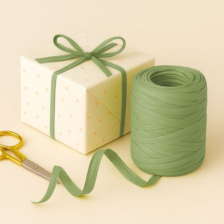 Cinta de rafia verde militar para envolver regalos