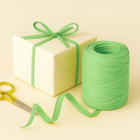 Cinta de rafia verde manzana para envolver regalos