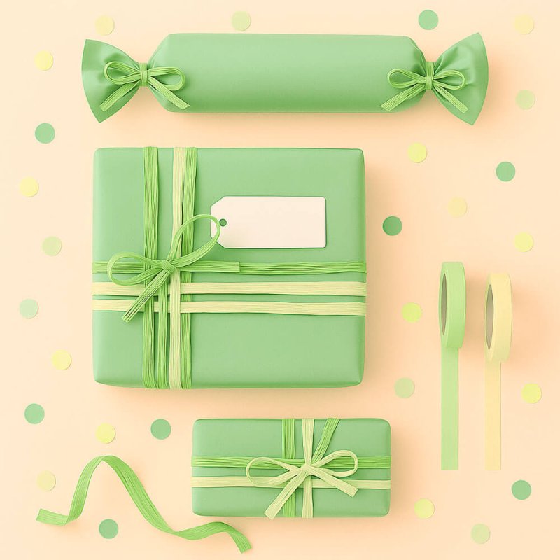Cinta de rafia verde manzana para decorar regalos