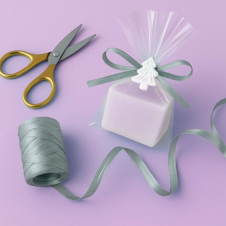 Cinta de rafia metalizada plata para decorar bolsas de regalo