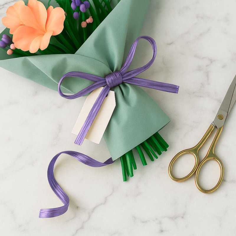 Cinta de rafia violeta para ramos de flores