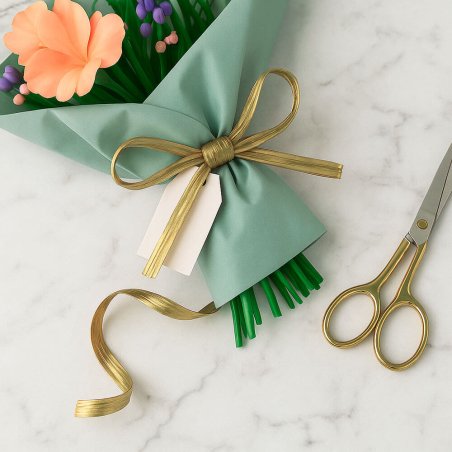 Cinta de rafia dorada para ramos de flores