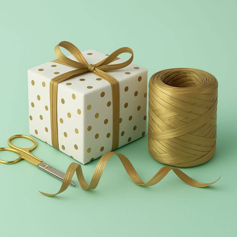 Cinta de rafia dorada para envolver regalos