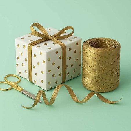 Cinta de rafia dorada para envolver regalos