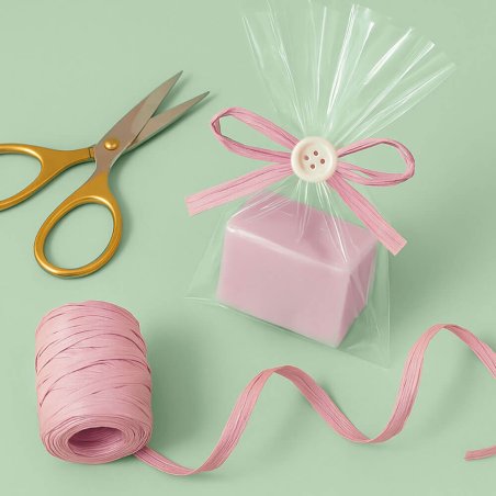 Cinta de rafia rosa vintage para decorar bolsas de regalos