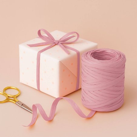 Cinta de rafia rosa vintage para envolver regalos