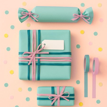 Cinta de rafia rosa vintage para decorar  regalos