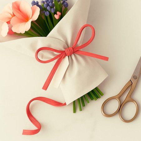 Cinta de rafia coral para ramos de flores