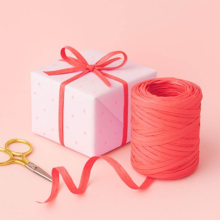 Cinta de rafia coral para envolver regalos