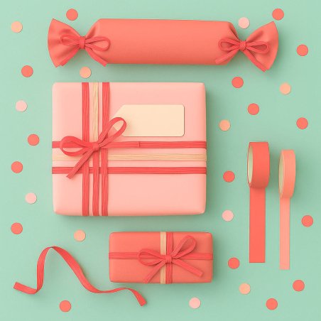 Cinta de rafia coral para decorar regalos